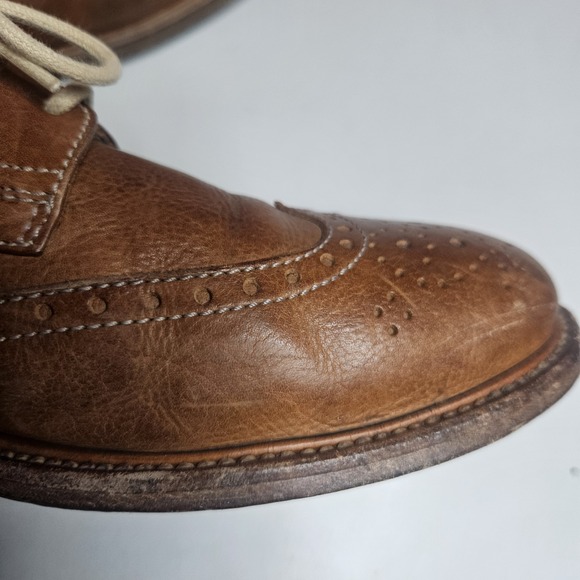 Brunello Cucinelli Mens Leather Wingtip Dress Shoes 43.5 Brown Made In Italy - Picture 14 of 16